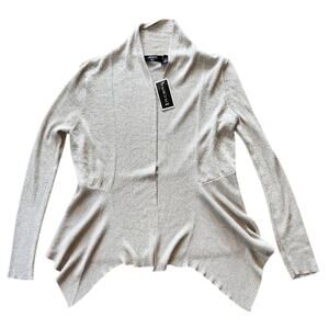 NWT Verve Ami Open Front Asymmetrical Metallic Gold Cardigan Medium